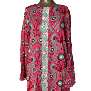 NEW GARRIE B. Women's Floral Mini Dress Pink Size XL Long Sleeve - NWT